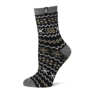 Womens UGG Cressida Cozy Quarter Socks in Black Multi, One Size. 1171625